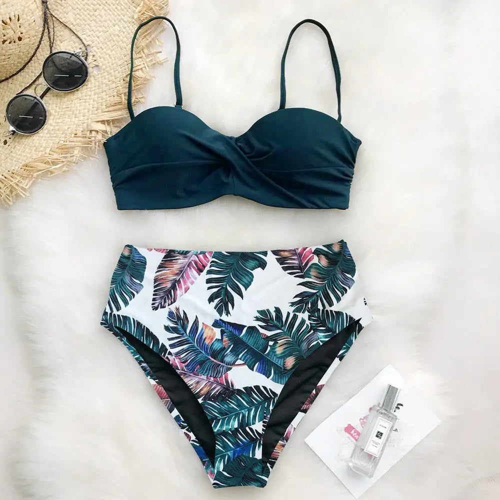 Lovemi - European And American Style Bikini Print Swimsuit