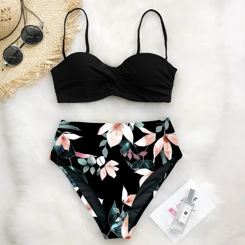 Lovemi - European And American Style Bikini Print Swimsuit