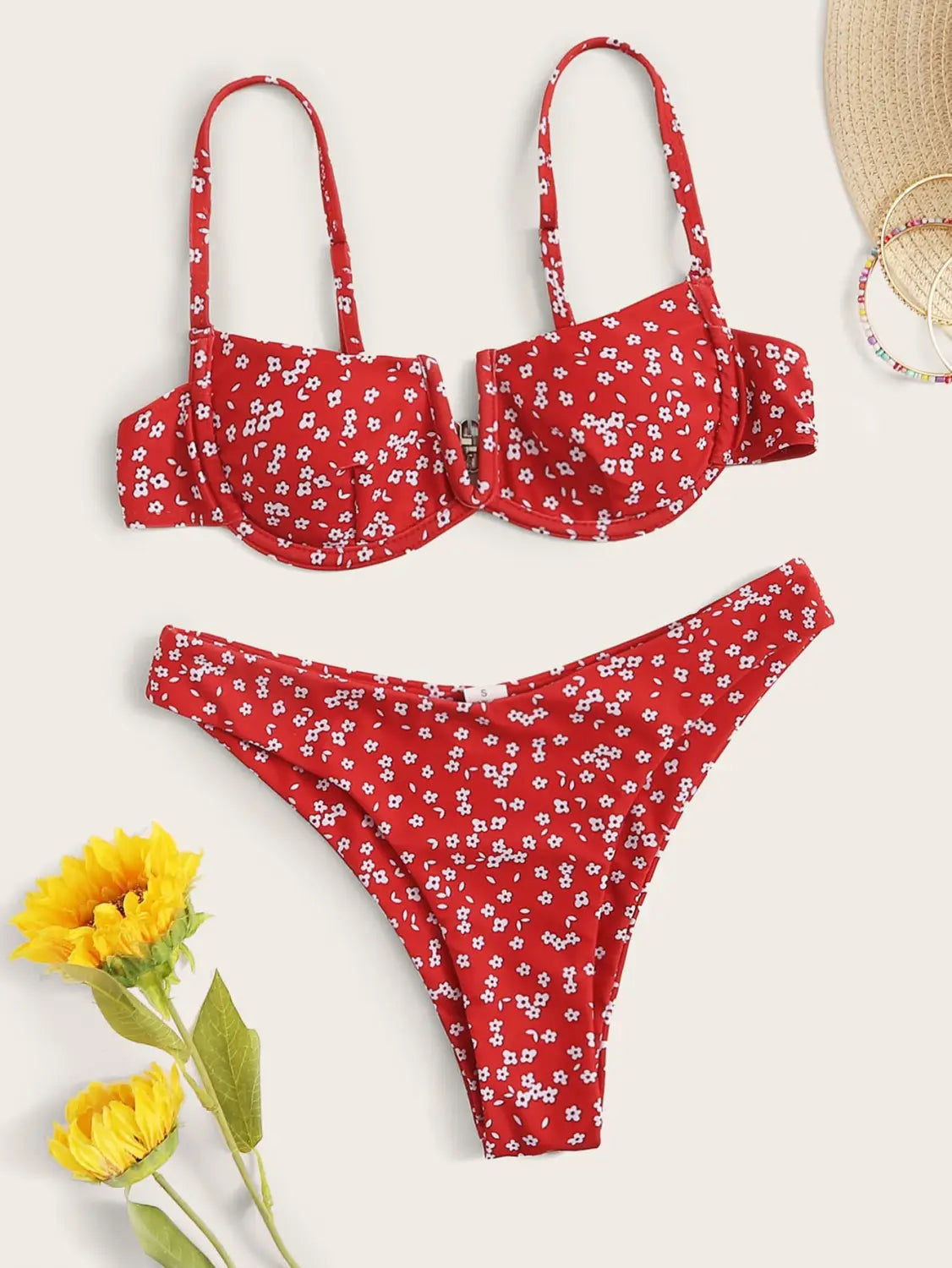 Lovemi - New Sexy Small Floral Bikini Split Female Swimsuit