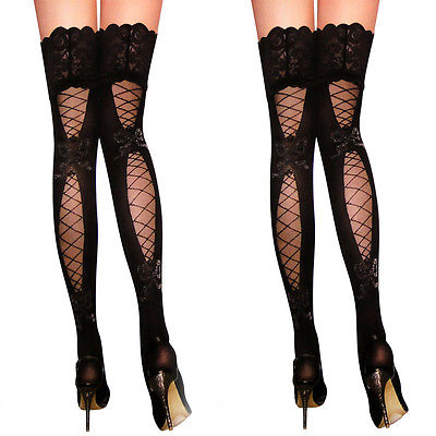 Sexy Women Stockings Lace Top Sheer Thigh High Silk St