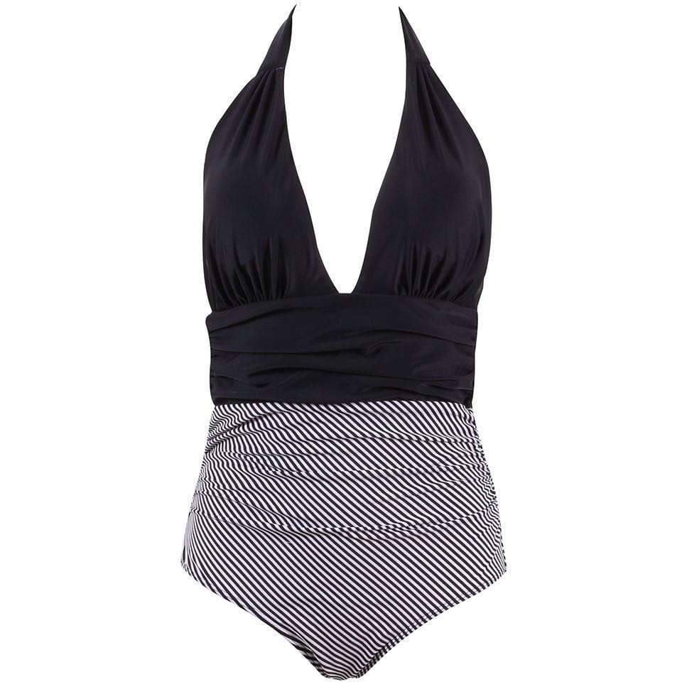 Lovemi - Bikini Deep V Cover Belly Swimsuit