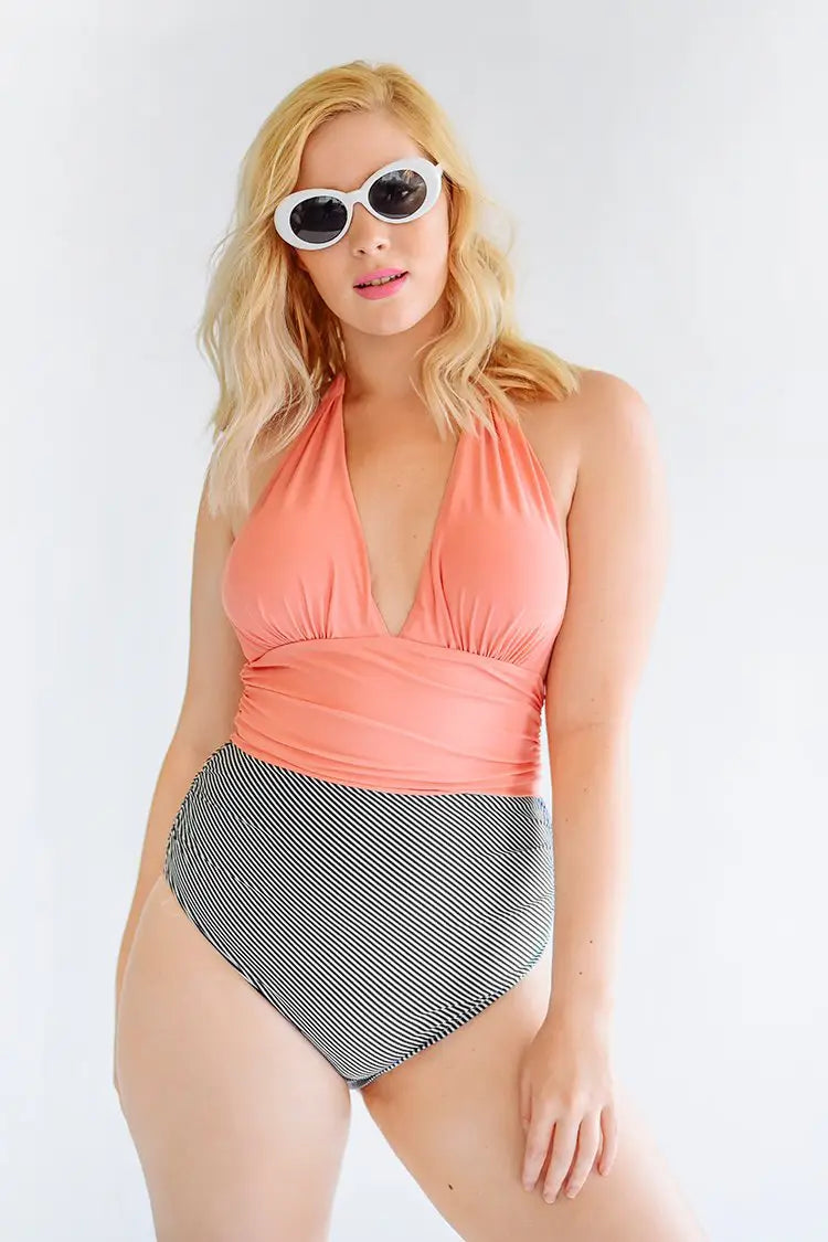 Lovemi - Bikini Deep V Cover Belly Swimsuit