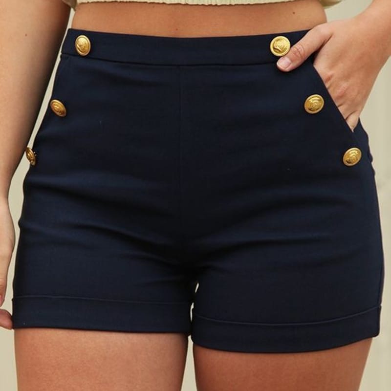 Lovemi – Heiße, sexy Shorts mit einfarbigen Zierknöpfen