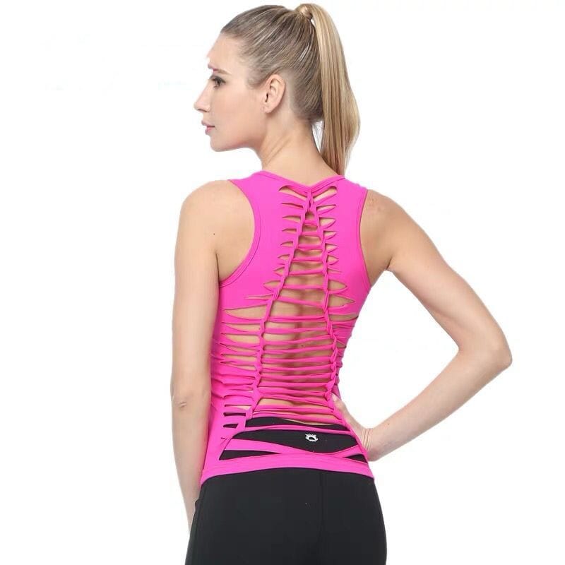 Lovemi - Professional Yoga Wear Vest With Chest Pad, Hollow,