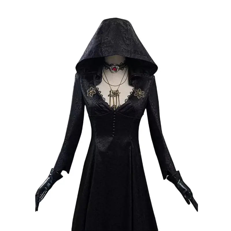 Lovemi – Halloween-Kostüm für Damen, schwarzes Vampir-Langkleid