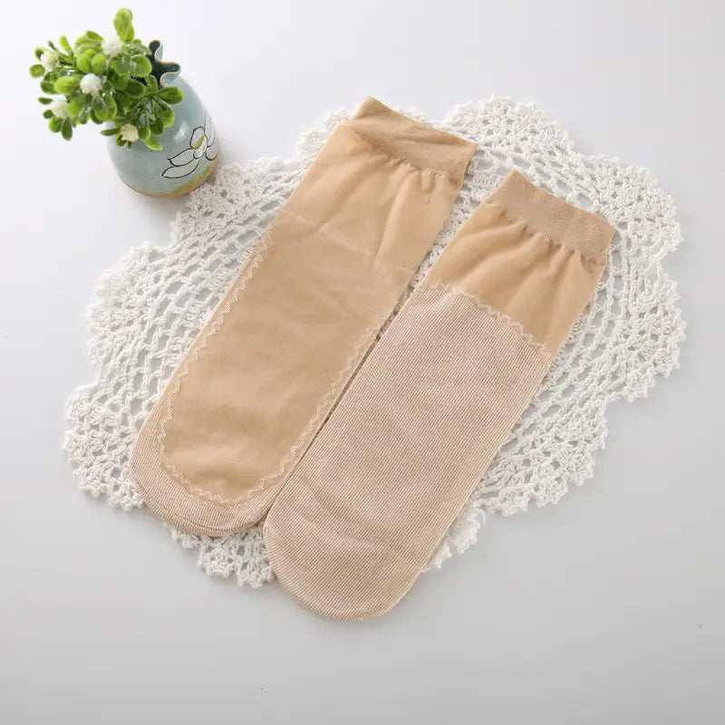 Kurze Damen-Strümpfe aus Baumwolle mit rutschfester Unterseite aus Baumwolle