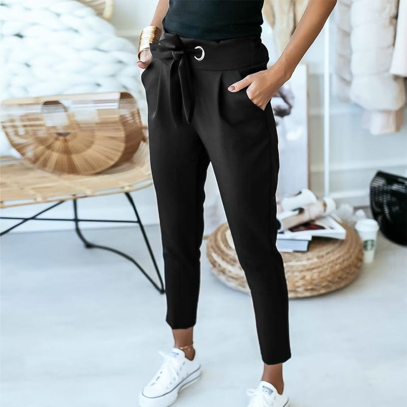 Lovemi - Pantalon neuf points décontracté, taille haute et à bretelles