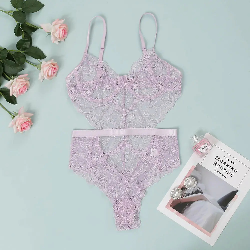 Lovemi - Lingerie sexy en dentelle Corset ajusté une pièce sexy