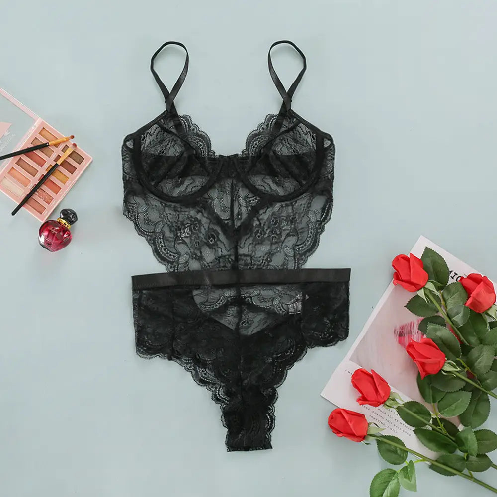 Lovemi - Lingerie sexy en dentelle Corset ajusté une pièce sexy