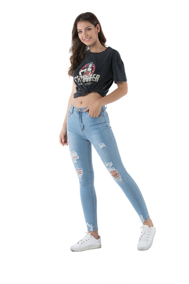 Lovemi – Nostalgische Stretch-Loch-Jeans