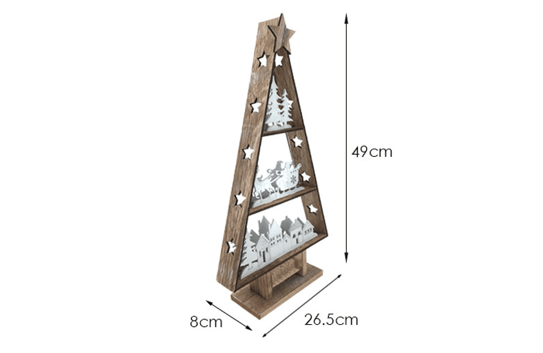 Lovemi - Ornements lumineux LED en bois en forme de sapin de Noël