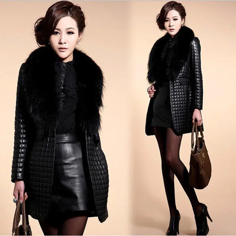 Lovemi - Ladies mid-length faux fur coat