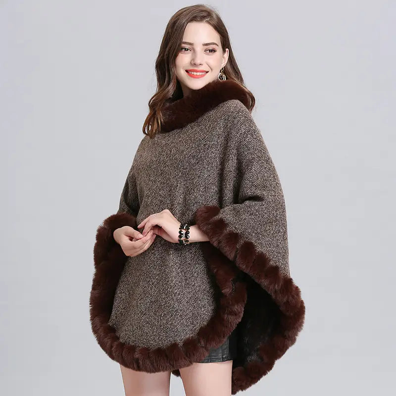Lovemi - Knit sweater cloak shawl coat women