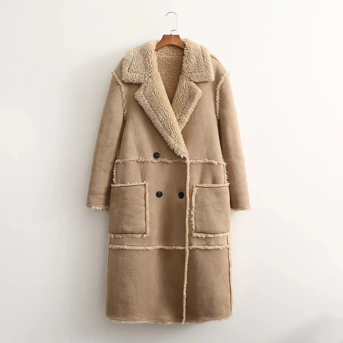 Lovemi - Personality Stitching Fleece Coat Coat Autumn