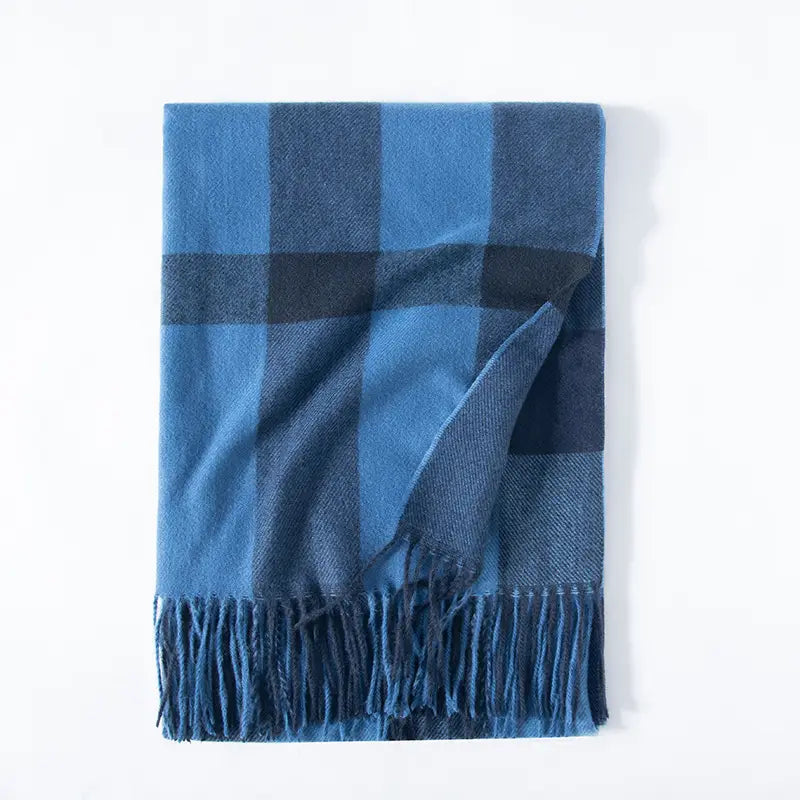 Women’s Thickened Warm Cashmere Like Check Printed Scarf