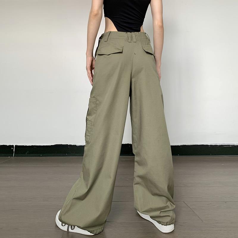 Lovemi - Vintage Fashion Large Pocket Straight Casual Pants