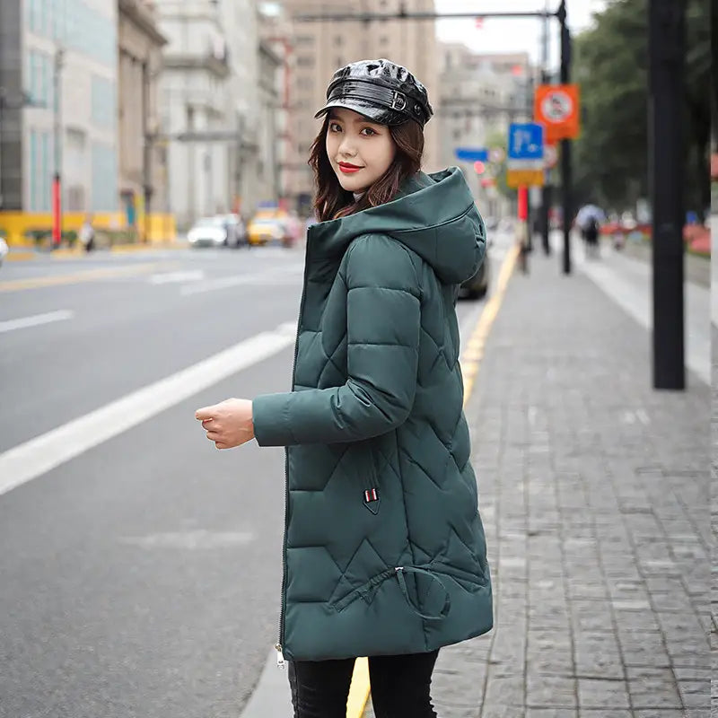 Lovemi - Hooded slim plus size slim down padded jacket