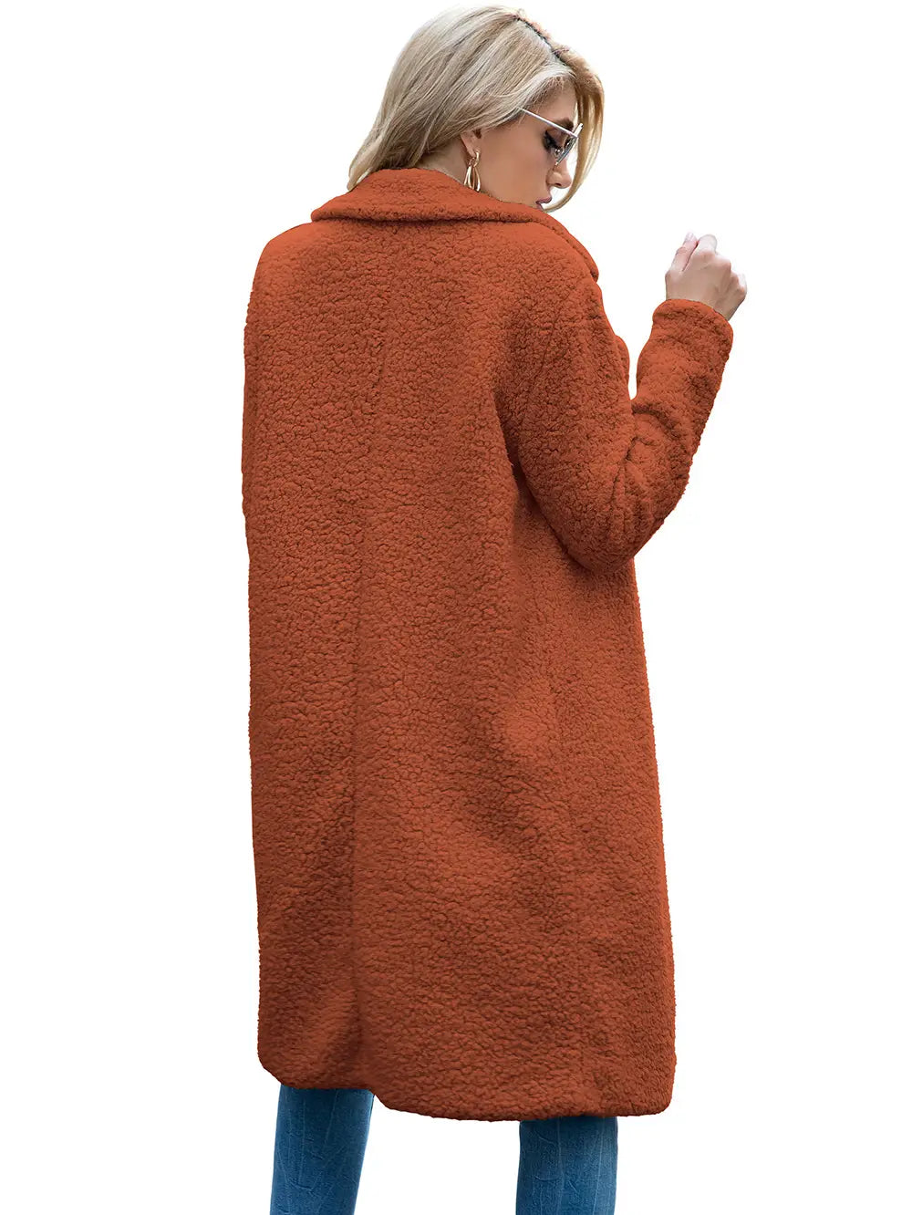 Lovemi - Mid Length Lapel Sweater Cardigan Sherpa Jacket