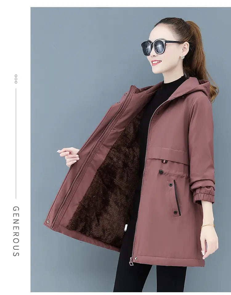 Lovemi - Plus velvet padded ladies jacket