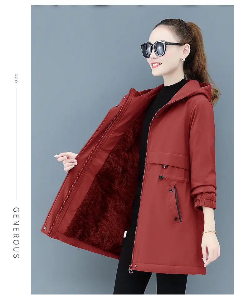 Lovemi - Plus velvet padded ladies jacket