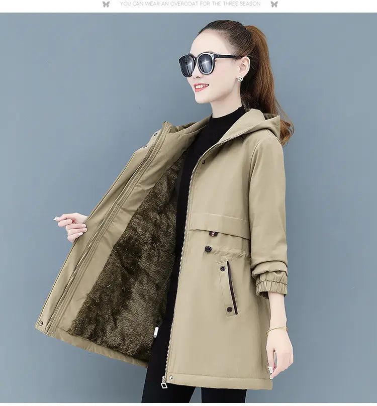 Lovemi - Plus velvet padded ladies jacket