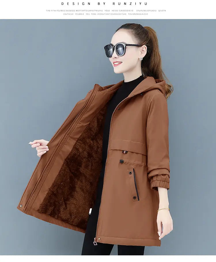 Lovemi - Plus velvet padded ladies jacket