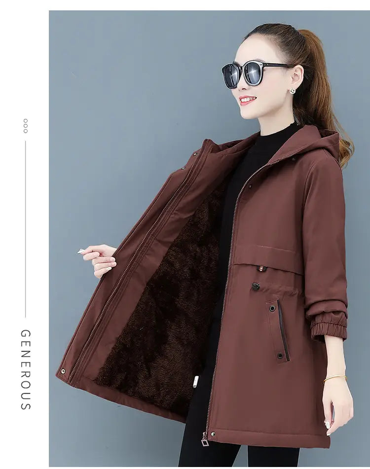 Lovemi - Plus velvet padded ladies jacket