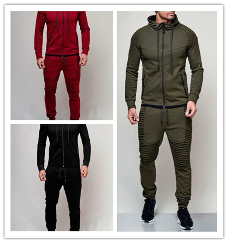 Lovemi - Solid color cardigan jacket suit mens two-piece