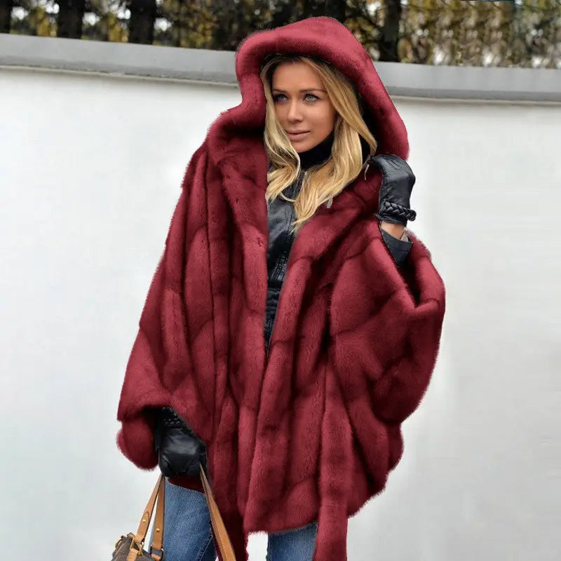 Lovemi - Women’s hooded mink velvet coat