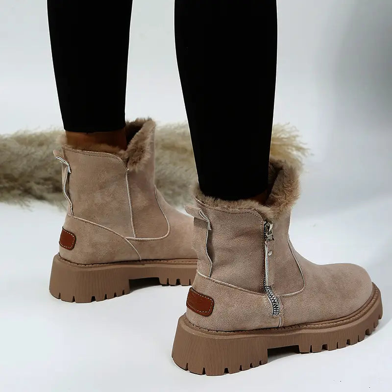 Thick Plush Snow Boots Women Faux Suede Non-slip Winter