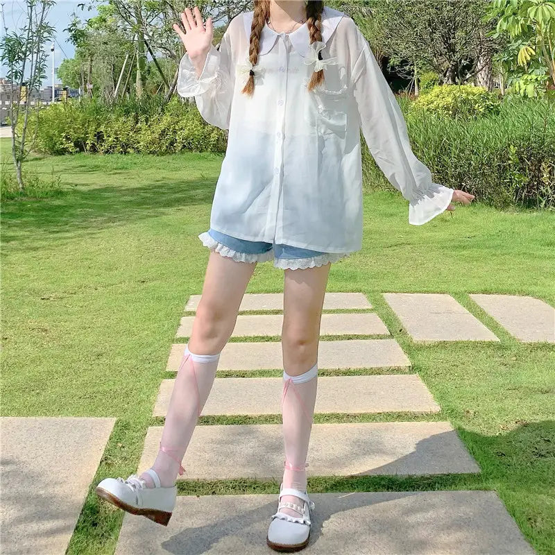 Lovemi – Süße japanische Sonnenschutzkleidung aus weichem Chiffon für Mädchen