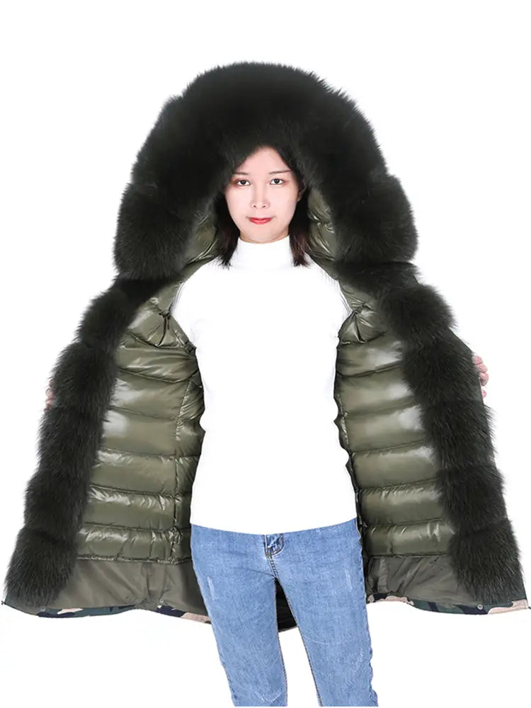 Lovemi - Coat Fur With Detachable Inner Liner Placket