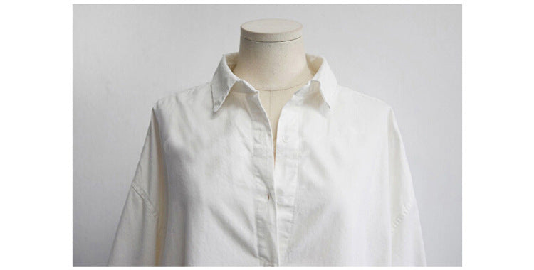 Lovemi – Lockeres weißes Hemd mit V-Ausschnitt