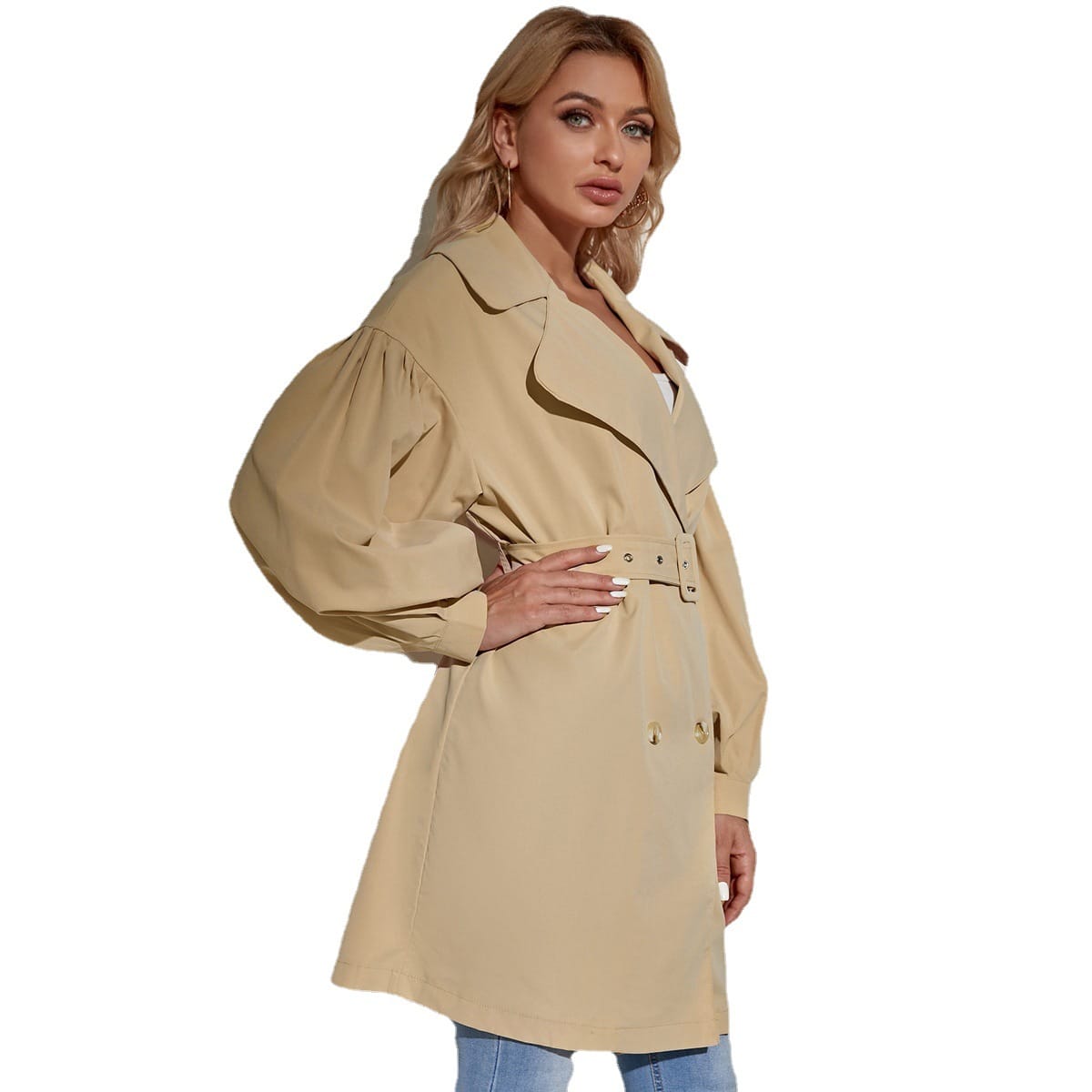 Lovemi - Women Double Breasted Trench Coat Vintage Long