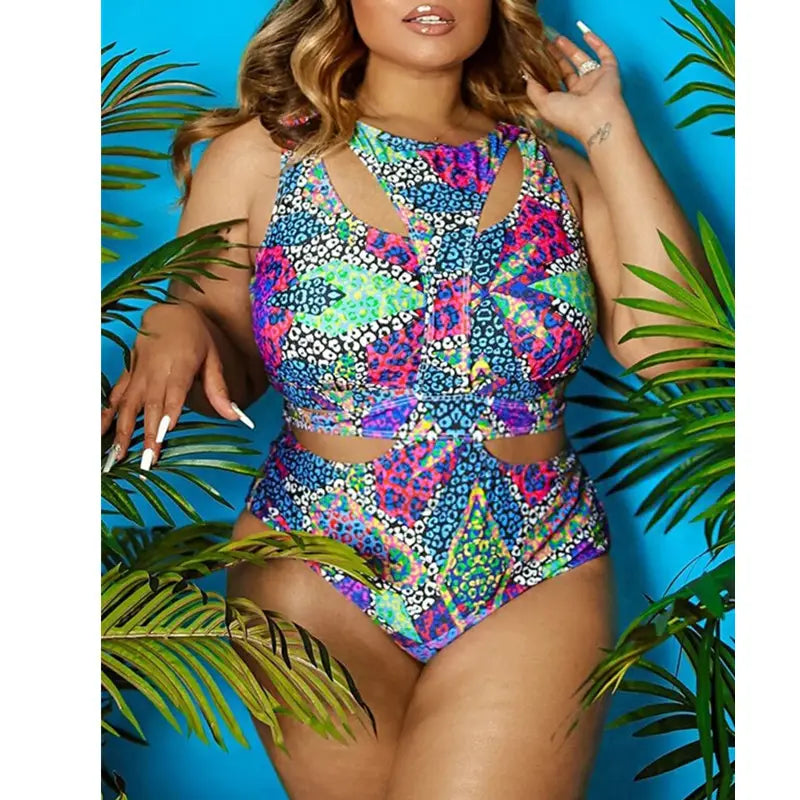 Lovemi – Badeanzug-Bikini mit Ethno-Print in Übergröße