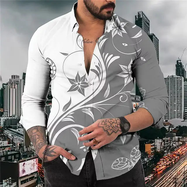 Lovemi - Men’s Fashion Printed Plus Size Shirt Printed Shirt