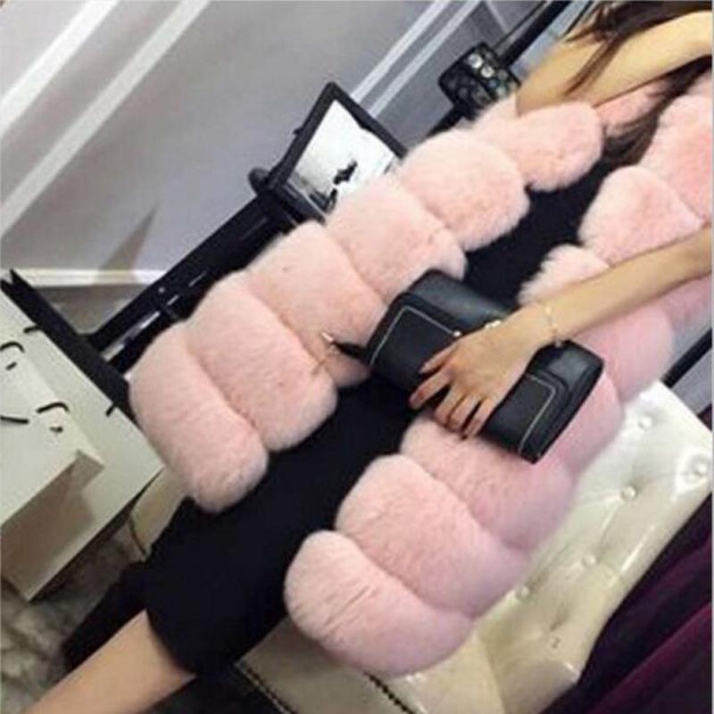 Lovemi - Women Long Faux Fox Fur Slim Vest