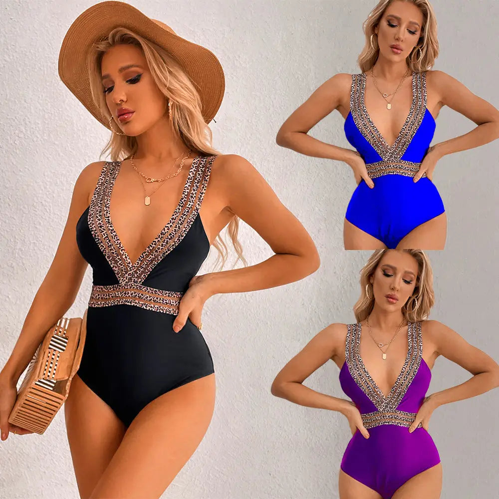 Lovemi - V-Neck Bikini High Waist One Piece Conservative