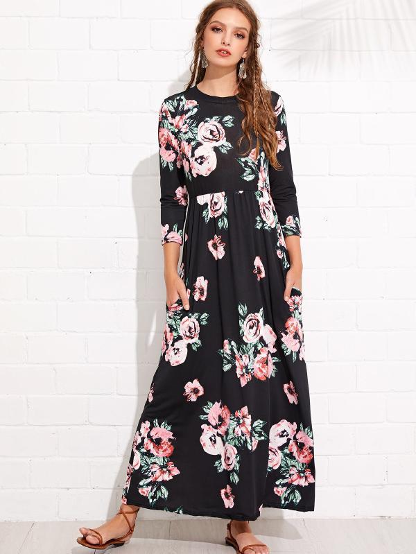 Lovemi - Long Sleeve Printed Floral Dress