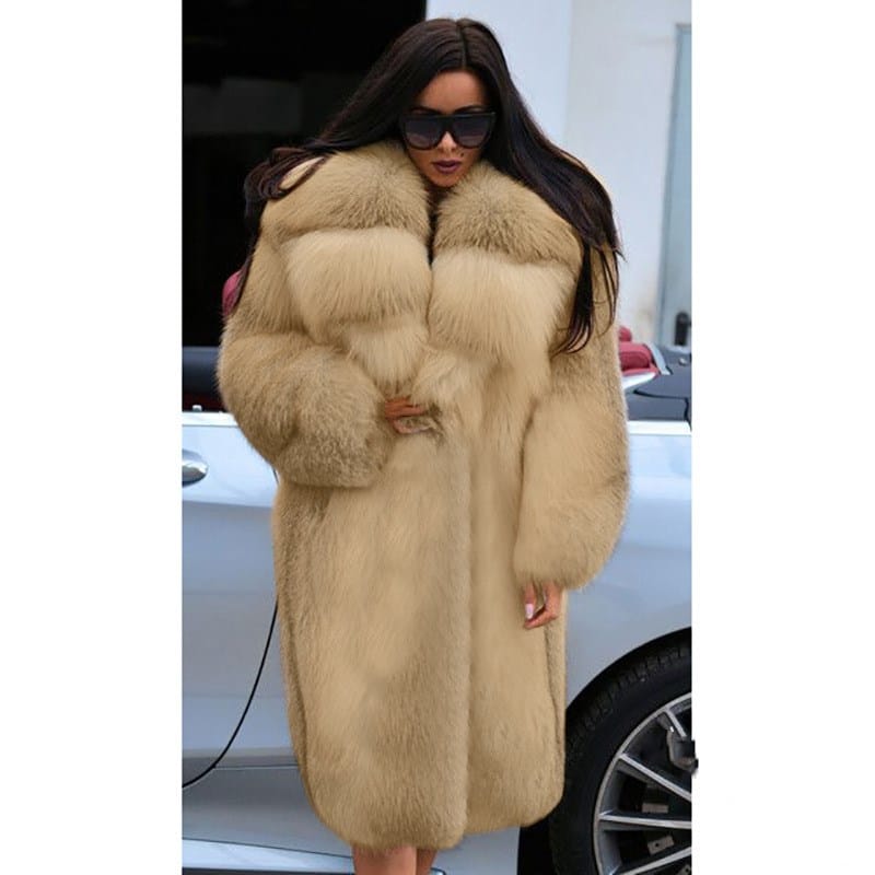 Lovemi - Women’s hooded long fashionable fur coat