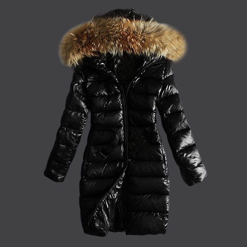Lovemi - Long Quilted Jacket With Fur Collar And Raccoon Fur