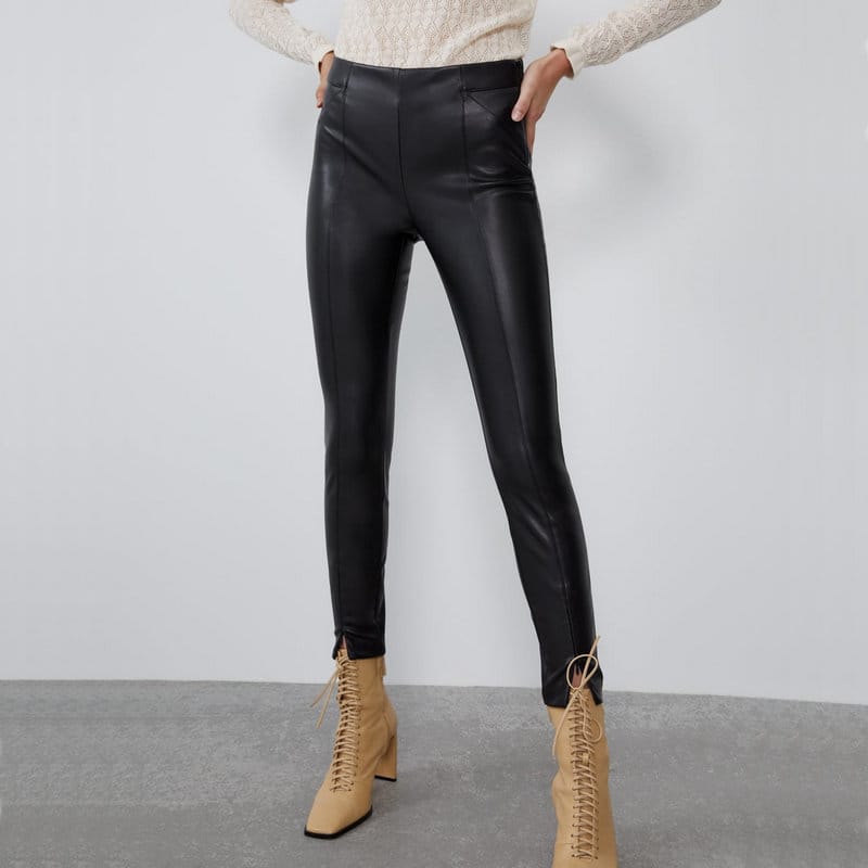 Lovemi - Mid-rise faux leather leggings