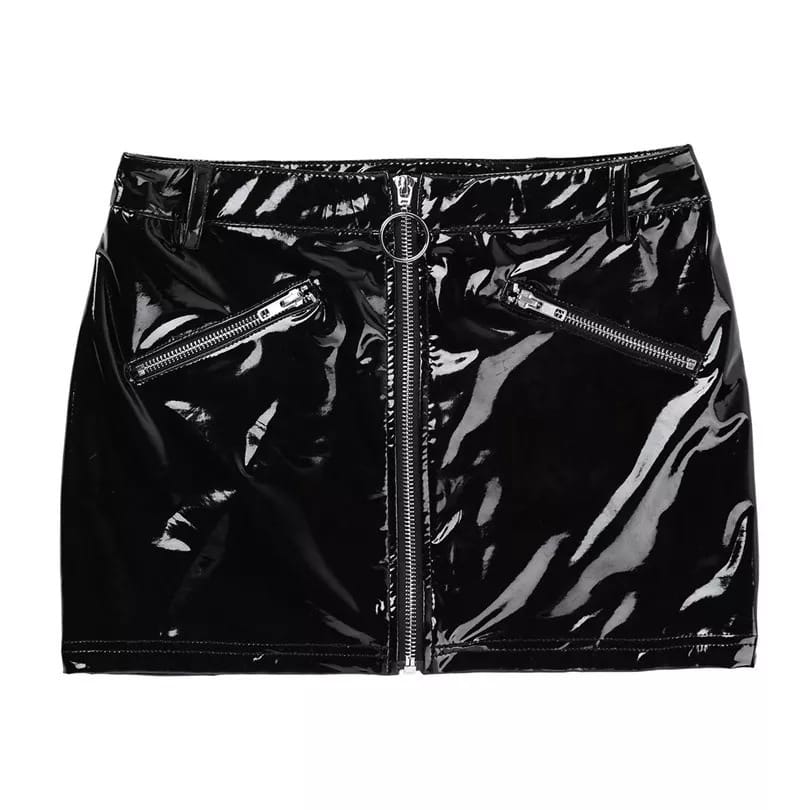 Women’s Patent Leather Stretch Mini Hip Skirt