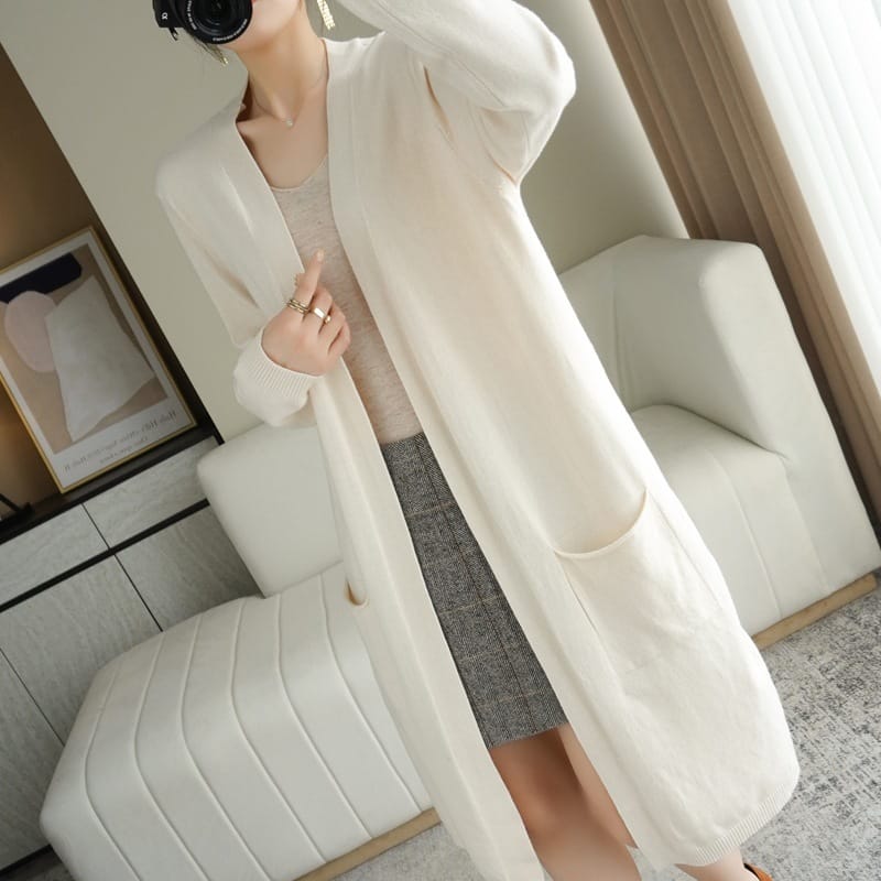 Lovemi-sans boucle paresseux vent mode Long Cardigan tricoté