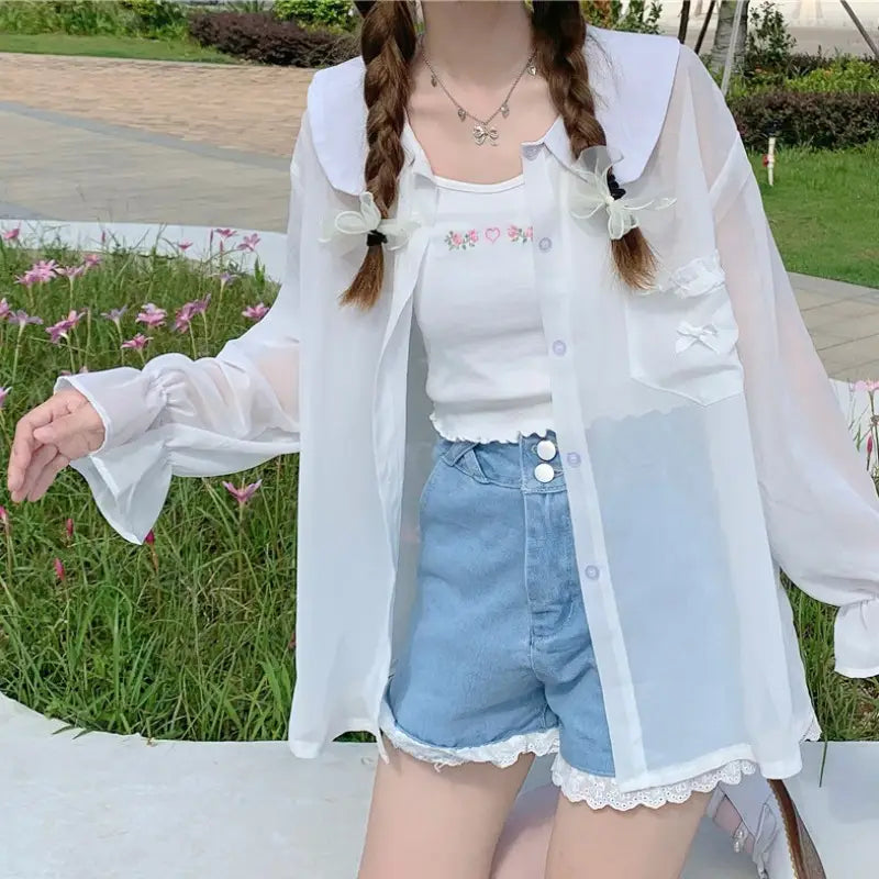 Lovemi - Sweet Japanese Soft Girl Chiffon Sunscreen Clothes