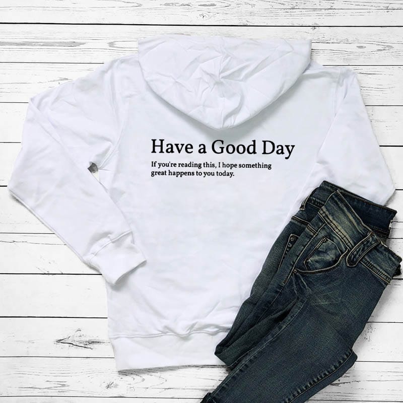 Lovemi – Minimalistischer „Have A Good Day“-Rückendruck, lässig