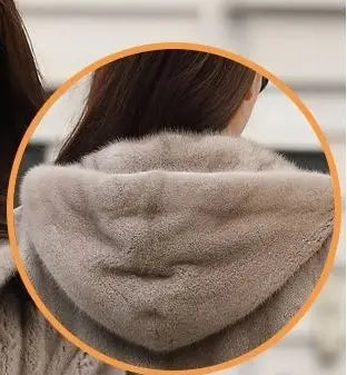 Lovemi - Nouveau manteau de fourrure de vison femelle avec capuche