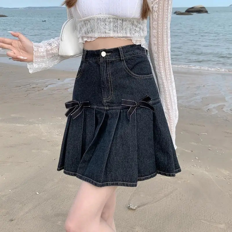 Women’s Summer Denim Bow Skirt