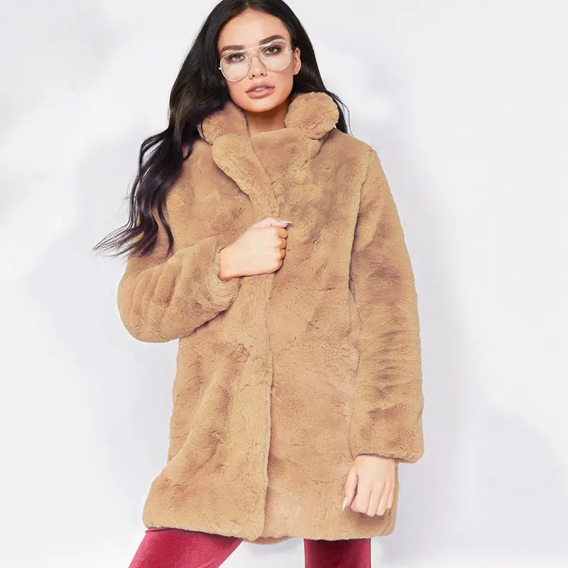 Lovemi - Rabbit fur faux fur coat