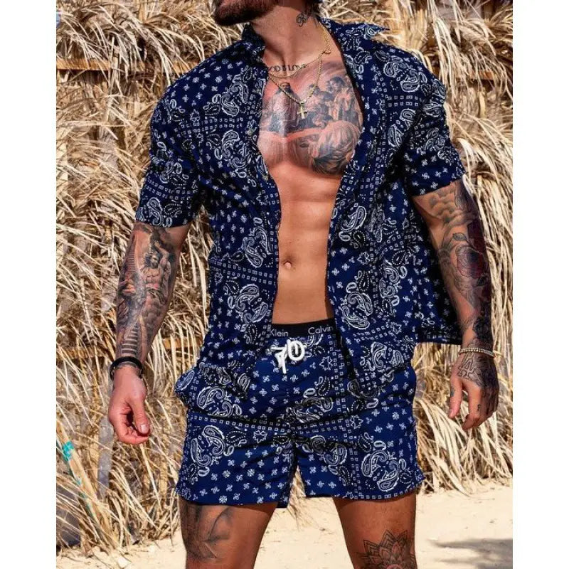 Lovemi - Men’s Hawaiian Beach Casual Fashion Shirt Two-Piece